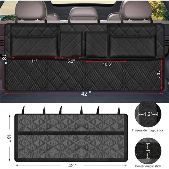 Car Trunk Organizer,Large Capacity Backseat Trunk Organizer(42"*18"),Collapsible - Picture 3 of 8